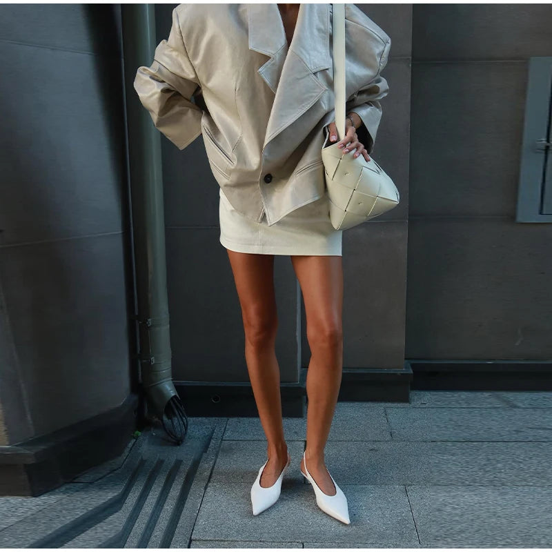 Vintage Plush PU Leather Jacket Women Casual Loose Lapel Single Breasted Jackets Coat Female 2025 Winter Chic Street Outwear