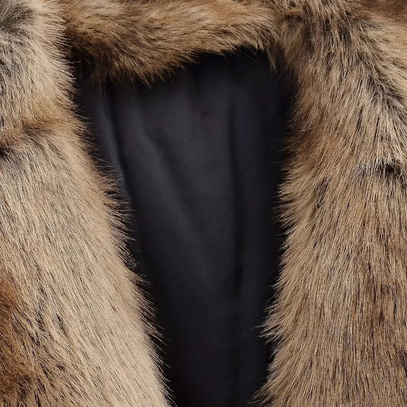 Fashion PU Leather Short Jacket Women Fur Collar Contrast Double-breasted Warm Coat Female 2025 Autumn Winter New Outwears