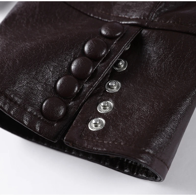 Vintage Plush PU Leather Jacket Women Casual Loose Lapel Single Breasted Jackets Coat Female 2025 Winter Chic Street Outwear