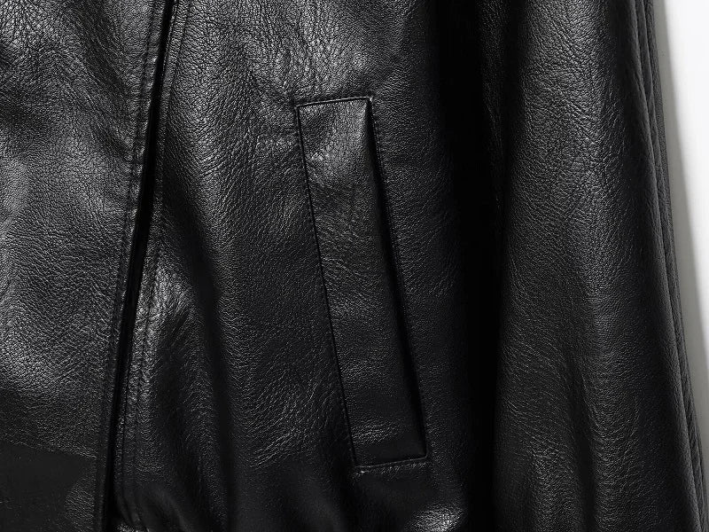 MUJER Black Faux Leather Jackets for Women Outerwears Office Women's Bomber Jacket Snap Button Demi-season Jacket for Women Coat