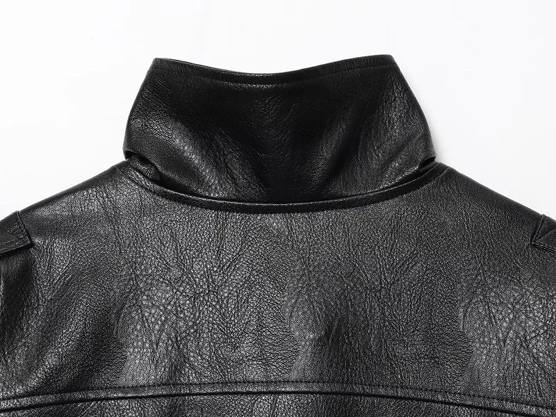 MUJER Black Faux Leather Jackets for Women Outerwears Office Women's Bomber Jacket Snap Button Demi-season Jacket for Women Coat