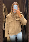 Women Loose Suede Jacket Fashion Long Sleeve Pockets Zipper Oversized Bomber Jacket 2025 Autumn Winter Lady High Street Outwear